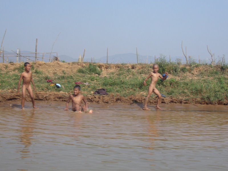 They wash in the lake.